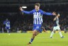 Brighton and Hove Albion's Jack Hinshelwood celebrates scoring their side's second goal of the game during their English Premier League soccer match against Brentford at the American Express Stadium, Brighton and Hove, England, Wednesday, Dec. 6 2023. (Adam Davy/PA via AP)