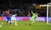 Bournemouth's Kieffer Moore, second left, scores his side's second goal, during the English Premier League soccer match between Crystal Palace and Bournemouth at Selhurst Park, London, Wednesday, Dec. 6, 2023. (John Walton/PA via AP)