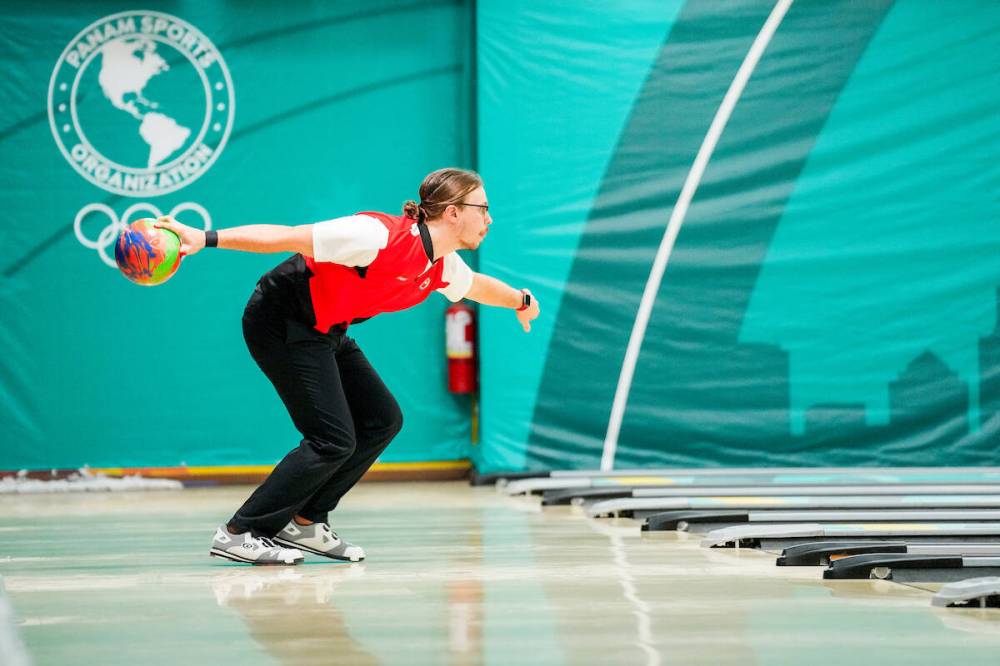 Michel Hupé of Canada competes in the Men’s Bowling Singles Finals during the Santiago 2023 Pan American Games on Sunday. (Candice Ward / Canadian Olympic Committee)