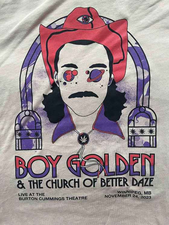 A single-run piece of merch from Boy Golden's packed concert at the Burton Cummings Theatre on Nov. 24.