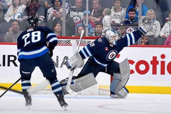 Winnipeg Jets' goaltender Laurent Brossoit (39) will have his fourth start this season tonight. (Fred Greenslade / The Canadian Press files)