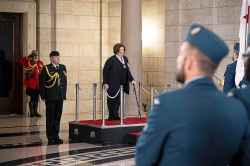 THE CANADIAN PRESS / AARON VINCENT ELKAIM
The First Session of the 43rd Manitoba legislature opens with the ceremonial Inspection of the 20-person Quarter Guard by Lieutenant Governor Anita Neville at the Manitoba Legislative Building.