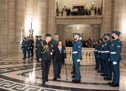 THE CANADIAN PRESS / AARON VINCENT ELKAIM
The First Session of the 43rd Manitoba legislature opens with the ceremonial Inspection of the 20-person Quarter Guard by Lieutenant Governor Anita Neville at the Manitoba Legislative Building.