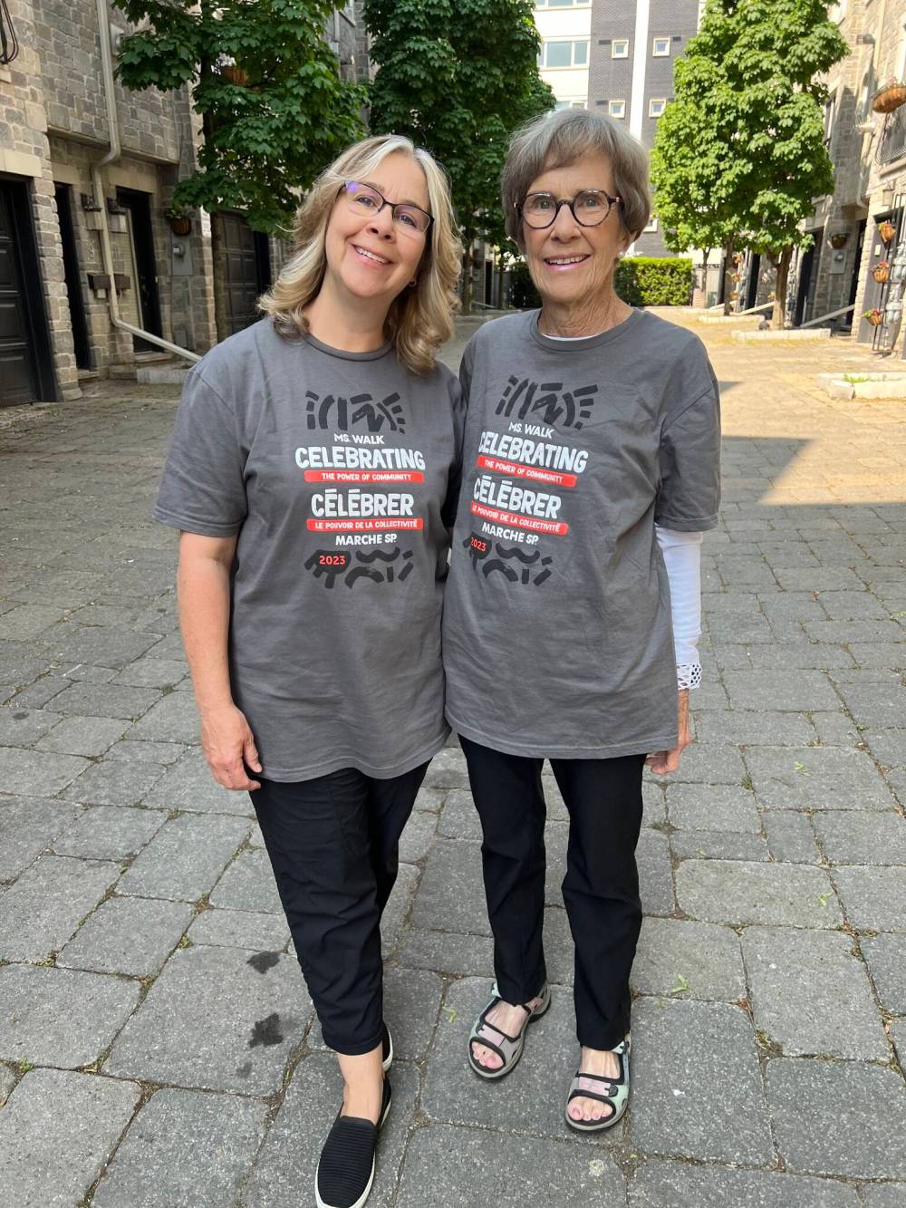Barb Van Walleghem (left) did the MS Walk in Toronto in 2023 — 12 years after her diagnosis in 2011 — with her mother. (Supplied)
