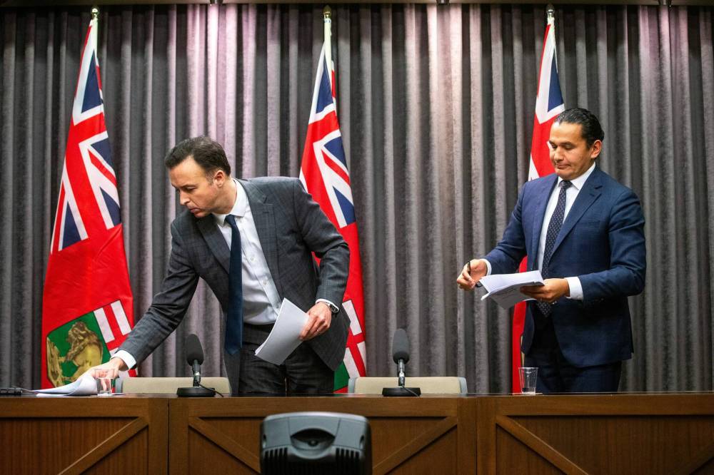 MIKAELA MACKENZIE / WINNIPEG FREE PRESS FILES
Premier Wab Kinew said despite a forecasted $1.6 billion deficit in the provincial budget the government will go ahead with promised tax cuts, noting ‘the deficit is our problem as government to manage.’”