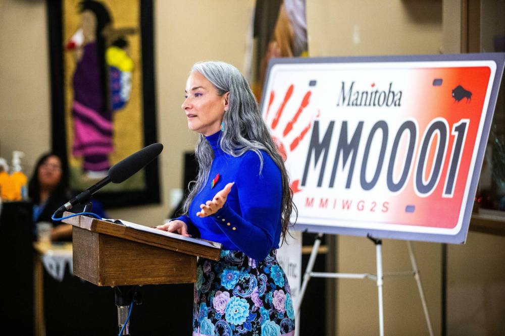MIKAELA MACKENZIE / WINNIPEG FREE PRESS
Families Minister Nahanni Fontaine speaks at the event Friday.