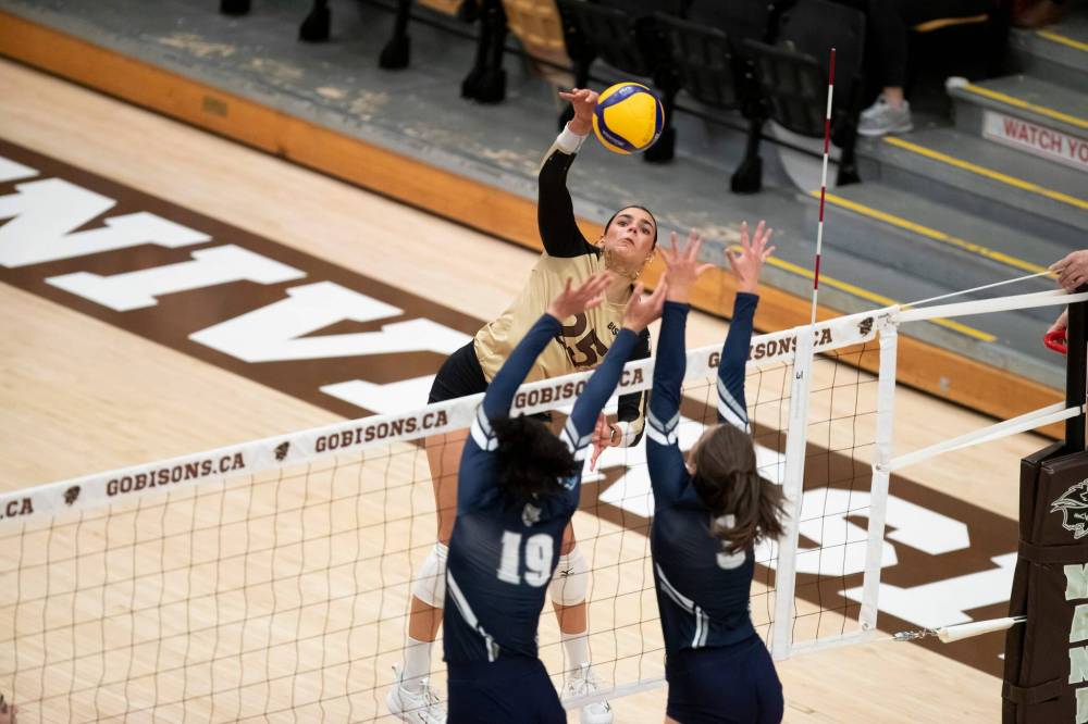 BROOK JONES / WINNIPEG FREE PRESS
Raya Surinx leads Canada West in kills (195) and kills per match (4.76 per set) but she also sits fifth in service aces (21) and first in service errors (38).