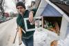 JOHN WOODS / WINNIPEG FREE PRESS FILES
                                ‘Why replace the books right now when so many people are struggling,’ says Tim Osmond who’s using his tiny library to help out people who are living in camps near the Assiniboine River.