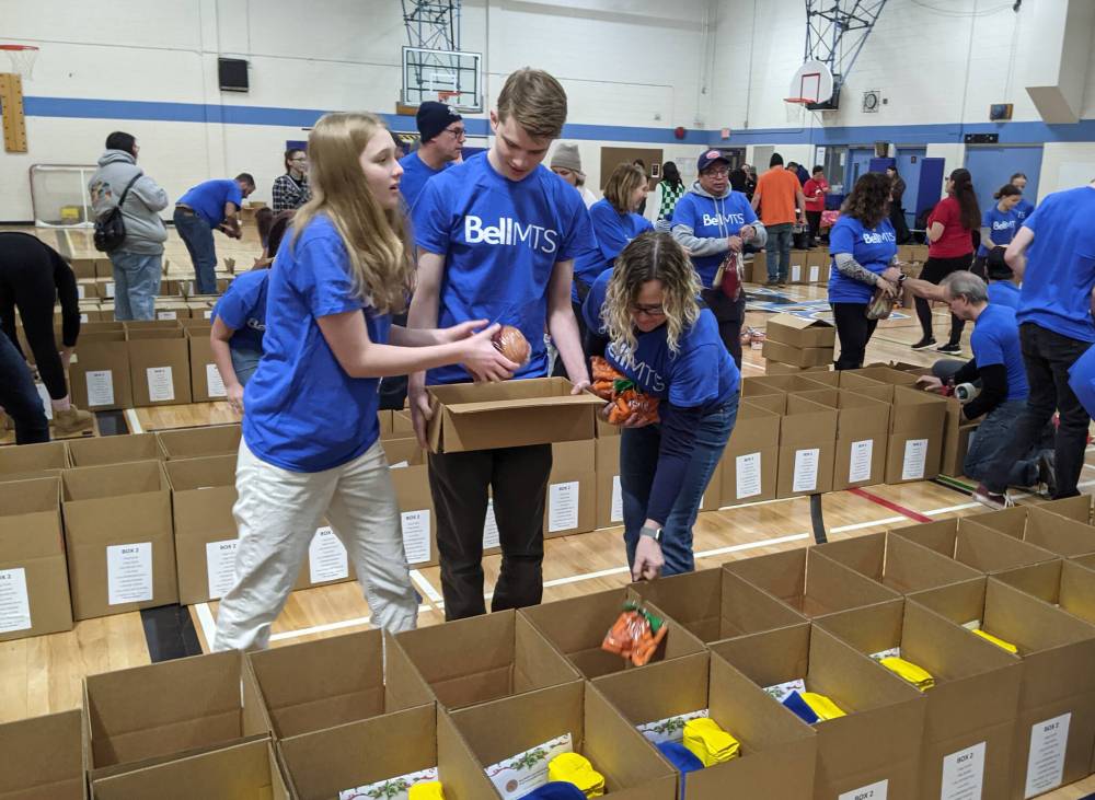 About 200 hampers were filled with food and delivered to families across Winnipeg. (Chris Kitching / Winnipeg Free Press)