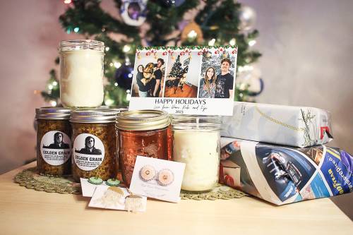 Supplied
                                Robb Knaggs and Dani Nowosad make candles, mustard and other gifts for the holidays.