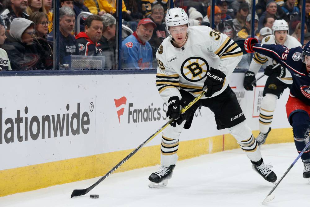 Jay LaPrete / The Associated Press files
Boston forward Morgan Geekie takes pride in the versatility he brings to the Bruins lineup.