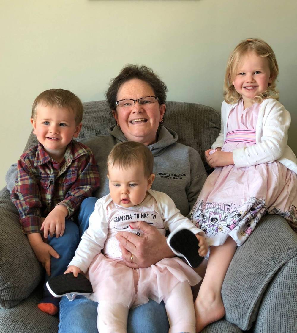 Supplied
Crystal with her three grandchildren —from left, Sawyer, Laurel and Jesse.