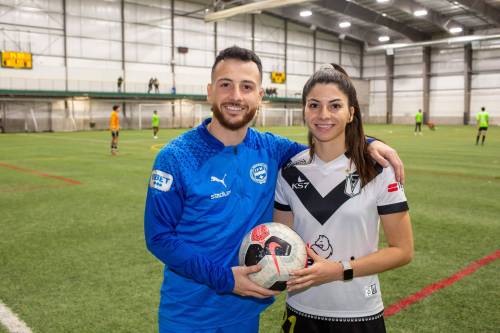 BROOK JONES / WINIPEG FREE PRESS
                                Macro Bustos (left) and his sister Melissa Bustos are Winnipeggers making a living playing professional soccer in Sweden and Chile respectively