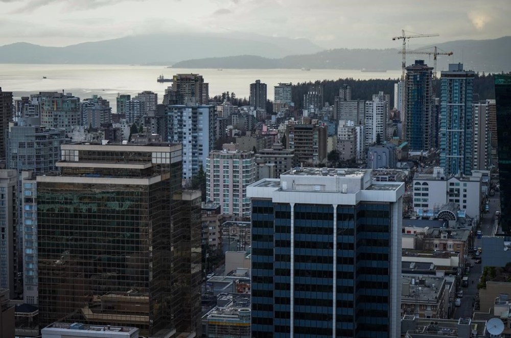Office towers, condos and apartment buildings are seen in downtown and the West End of Vancouver, on Thursday, Jan. 19, 2023. THE CANADIAN PRESS/Darryl Dyck