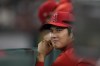 Los Angeles Angels' Shohei Ohtani sits in the dugout during the tenth inning of a baseball game against the Detroit Tigers in Anaheim, Calif., Saturday, Sept. 16, 2023. THE CANADIAN PRESS/AP-Ashley Landis