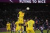 Nantes' Moussa Sissoko heads the ball clear during the French League One soccer match between Paris Saint-Germain and Nantes at the Parc des Princes in Paris, Saturday, Dec. 9, 2023. (AP Photo/Thibault Camus)