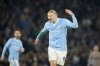 Manchester City's Erling Haaland reacts during the English Premier League soccer match between Manchester City and Tottenham Hotspur at Etihad stadium in Manchester, England, Sunday, Dec. 3, 2023. (AP Photo/Dave Thompson)