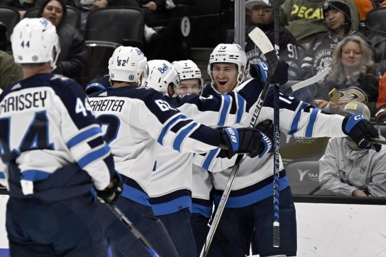 Gabe Vilardi (right) is enjoying a hot streak on the ice these days, but can he keep it going tonight against Detroit? (Alex Gallardo / The Associated Press files)