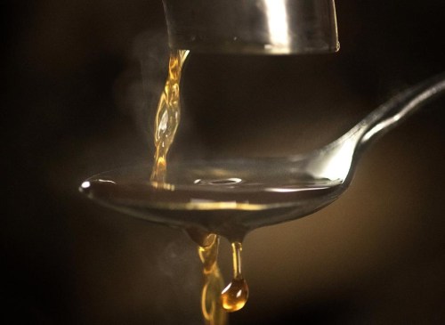 Boiling hot maple syrup is tested for consistency and clarity at a maple syrup farm in the community of Janetville, Ont. on March 28, 2021. THE CANADIAN PRESS/Fred Thornhill