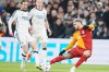 Copenhagen's Rasmus Falk, left, vies for the ball with Galatasaray's Mauro Icardi, during the Champions League Group A soccer match between FC Copenhagen and Galatasaray, at the Parken Stadium, in Copenhagen, Tuesday, Dec. 12, 2023. (Liselotte Sabroe/Ritzau Scanpix via AP)