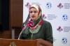 Salma Zahid, Liberal MP for Scarborough Centre, speaks during a discussion titled 