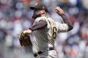 FILE - San Diego Padres' Luis Garcia throws during a baseball game against the San Francisco Giants in San Francisco, Thursday, June 22, 2023. García finalized a $4.25 million, one-year contract on Wednesday with the Los Angeles Angels. (AP Photo/Jeff Chiu, File)