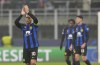 Inter Milan's Lautaro Martinez applauds at the end of a Champions League group D soccer match between Inter Milan and Real Sociedad at the San Siro stadium in Milan, Italy, Tuesday, Dec. 12, 2023. (AP Photo/Antonio Calanni)