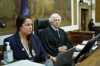 Judge Arthur Engoron, right, sits on the bench with principal law clerk Allison Greenfield, before the start of proceedings in a civil business fraud trial against the Trump Organization at New York Supreme Court, Thursday, Dec. 7, 2023, in New York. (AP Photo/Eduardo Munoz Alvarez, Pool)