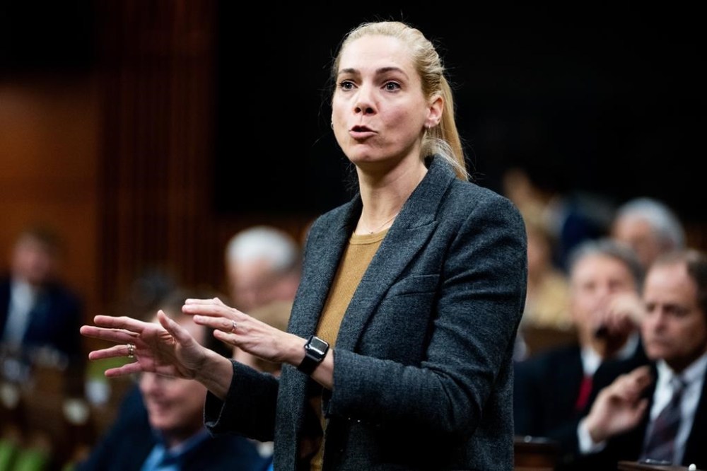 Pascale St-Onge, Minister of Canadian Heritage, rises during Question Period on Parliament Hill in Ottawa, on Friday, Nov. 24, 2023. The amount of funding private broadcasters will get through the Online News Act will be limited — with an even lower cap for the CBC — a federal government source confirms final regulations will say today. THE CANADIAN PRESS/Spencer Colby