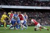 Arsenal's Gabriel Jesus, right, scores the opening goal during the English Premier League soccer match between Arsenal and Brighton and Hove Albion at the Emirates Stadium in London, Sunday, Dec. 17, 2023. (AP Photo/Ian Walton)