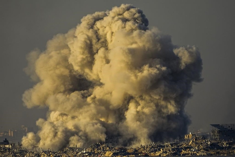 Smoke rises following an Israeli bombardment in the Gaza Strip, as seen from southern Israel, Saturday, Dec. 16, 2023. (AP Photo/Ariel Schalit)