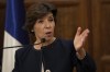 French Foreign Minister Catherine Colonna, gestures as she speaks during a press conference at the Pine Palace, which is the residence of the French ambassador, in Beirut, Lebanon, Monday, Dec. 18, 2023. (AP Photo/Hussein Malla)