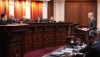 FILE - Attorney Eric Olson, far right, argues before the Colorado Supreme Court on Wednesday, Dec. 6, 2023, in Denver. Colorado Supreme Court justices have sharply questioned whether they could exclude former President Donald Trump from the state's 2024 ballot. (AP Photo/David Zalubowski, Pool)