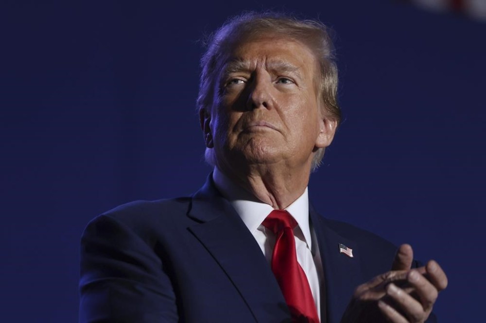 FILE - Former President Donald Trump speaks at a campaign rally, Saturday, Dec. 16, 2023, in Durham, N.H. (AP Photo/Reba Saldanha, File)