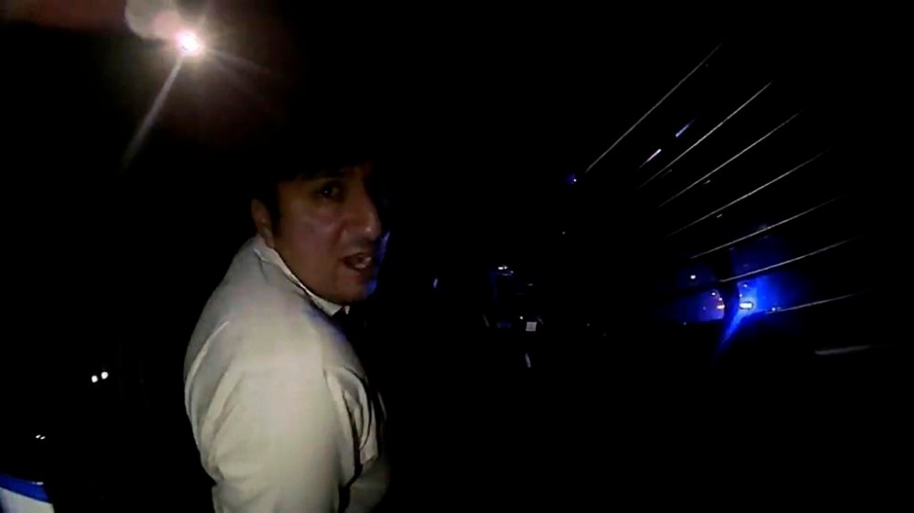 Body camera video captured North Dakota Republican lawmaker Nico Rios using profanity and homophobic slurs toward Williston police officers and threatening to call the state’s attorney general during a DUI stop on Dec. 5, 2023, in Williston, N.D. Rios said he was leaving a Christmas party before the traffic stop. (Williston Police Dept. via AP)