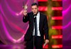George Stroumboulopoulos reacts after winning the award for best variety host for his show 