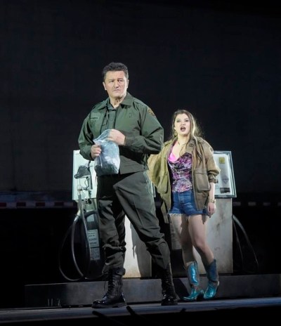 In this undated photo provided by the Met Opera, tenor Piotr Beczala, left, as Don Jose, and mezzo Aigul Akhmetshina, as Carmen, rehearse for the Metropolitan Opera's new production of Bizet's 