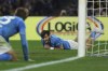 Napoli's Khvicha Kvaratskhelia, right, reacts during the Serie A soccer match between SSC Napoli and AC Monza at the Diego Armando Maradona stadium in Naples, Italy, Friday Dec. 29, 2023. (Alessandro Garofalo/LaPresse via AP)