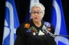 The committee process for a testy piece of legislation that would recognize Métis governments in three provinces has been extended until at least February. Métis Nation of Ontario President Margaret Froh takes part in a press conference following a Métis National Council meeting in Ottawa on Thursday, June 1, 2023. THE CANADIAN PRESS/Sean Kilpatrick