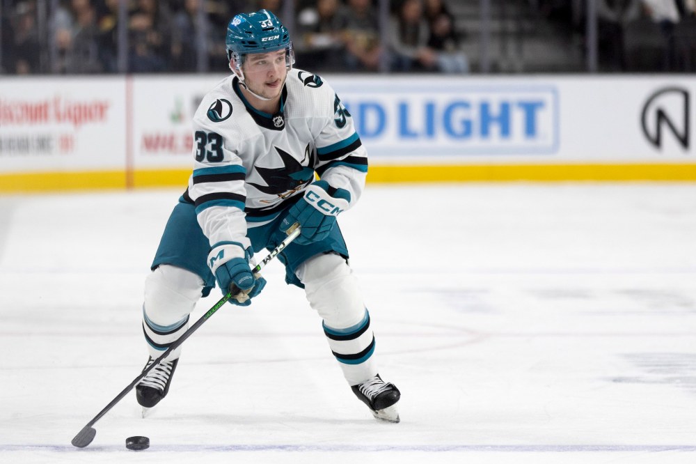 AP Photo/Ellen Schmidt
Calen Addison has found himself a regular spot on the San Jose blue line since he was acquired in a trade from Minnesota in November.
