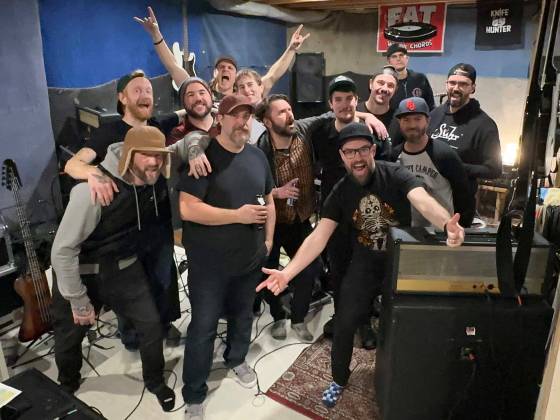 Coda’s Mike Smoljanovic (middle right), a.k.a. Small J, is organizing Band Together for Isaac at the Park Theatre. (Supplied)