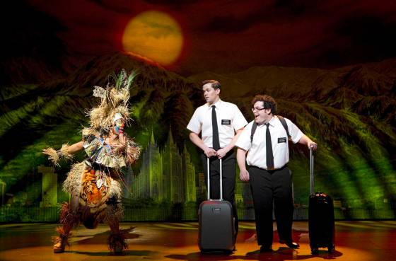 From left: Rema Webb, Andrew Rannells and Josh Gad perform in The Book of Mormon at the Eugene O'Neill Theatre in New York. (Boneau / Bryan-Brown, Joan Marcus / The Associated Press files)