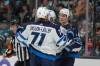 JEFF CHIU / ASSOCIATED PRESS FILES Winnipeg Jets’ Morgan Barron, right, with Axel Jonsson-Fjallby and Dominic Toninato.