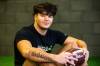 Asun Ducharme, one of the premier linebackers in the province with the Dakota Lancers, at Strive Fitness and Therapy. (Mikaela MacKenzie / Winnipeg Free Press)