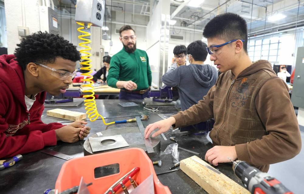 RUTH BONNEVILLE / WINNIPEG FREE PRESS
Graduates of the aviation and aerospace technologies stream study everything from aircraft components and functions to sheet-metal fabrication and repair.