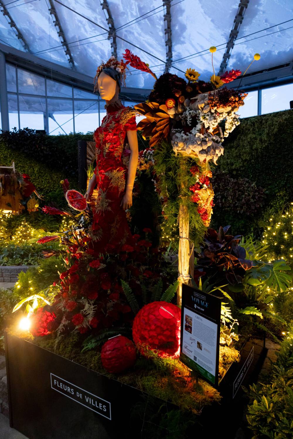Reflecting China‘s Lunar New Year Festival, this floral mannequin was created by Bloom Floral Creative. (Supplied)