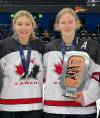 SUPPLIED
                                Manitobans Sara Manness (left) and Avery Pickering following the medal ceremony at the IIHF Ice Hockey U18 Women&rsquo;s World Championship in Zug, Switzerland.