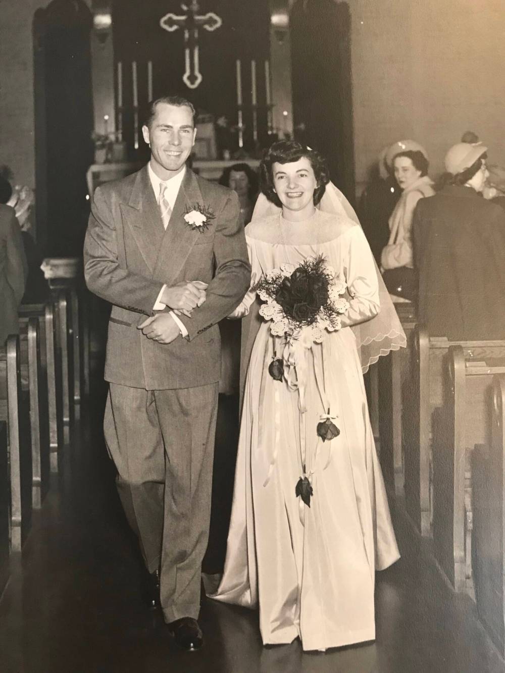 SUPPLIED
Marlene and Harry O’Brien on their wedding on Aprl 27, 1949. The couple, married for 37 years, bowled, loved and laughed. In 1985, Harry died at 63.