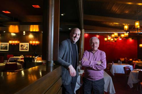 RUTH BONNEVILLE / WINNIPEG FREE PRESS
                                Adam Rodin, left, is taking over famed Winnipeg steakhouse Rae and Jerry&rsquo;s as owner Steve Hrousalas, 79, is retiring.
