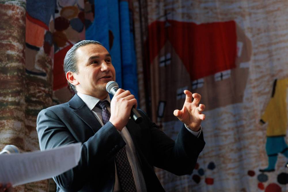 MIKE DEAL / WINNIPEG FREE PRESs fileS
Premier Wab Kinew takes part in the Downtown Winnipeg BIZ speaker series on Jan. 19.